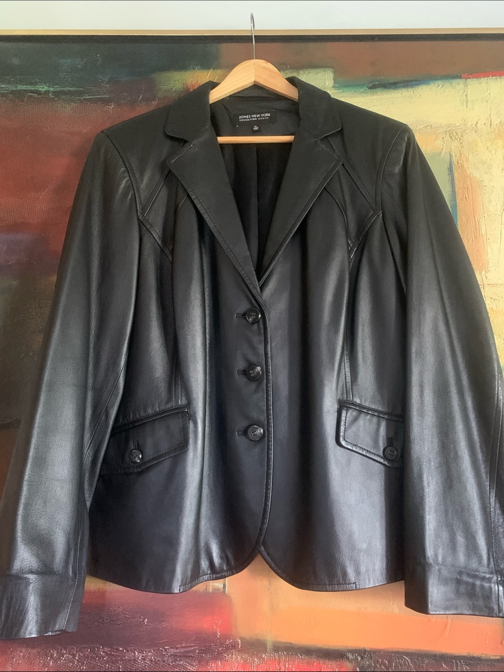 Jones New York Collection Soft 100% Leather Blazer/Jacket, Size 1X